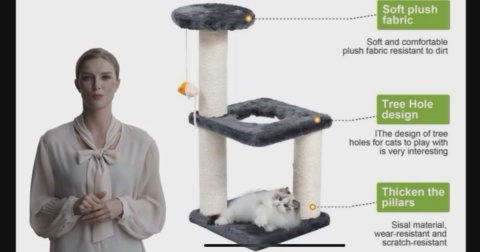 Cat Tree,2-layer Cat Tree Tower，Cat Condo with Sisal Scratching Post,Rest activity center Cat Climbing Tree with toys，Sisal Posts（45×45×20cm） in Dubai
